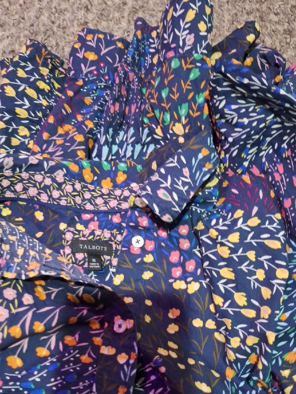 2 Talbots Very  Floral, Long Sleeve Basic Button- Down Collar Shirts. Super Fun